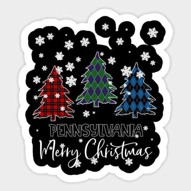 Pennsylvania Merry Christms Buffalo Plaid Xmas Tree  Sticker by Barnard